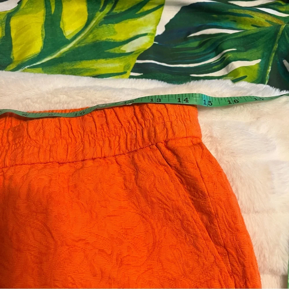 J. Crew XS/2 Orange Embossed Casual Tropical Summer Pull On Travel Lounge Shorts